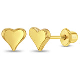 Sterling Silver Gold Plated Polished Heart Earrings