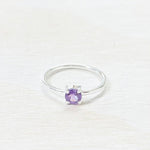 Sterling Silver Petite Round Birthstone Ring- February