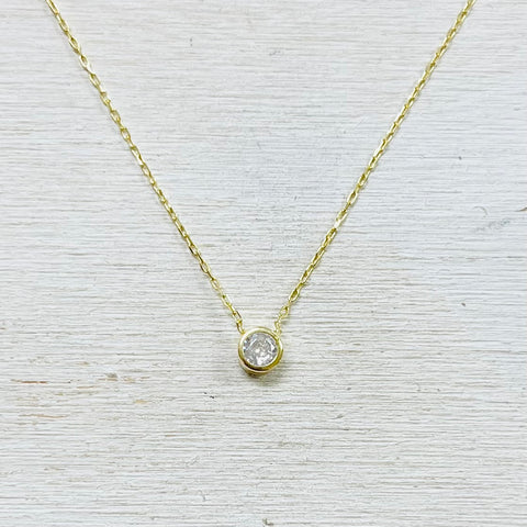 Sterling Silver Bezel Cut CZ Necklace