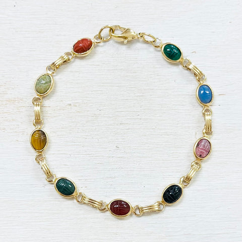 Fashion Gold Tone Scarab Bracelet