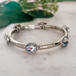 Fashion Silver Plated Stretch Bangle Bracelet with Clear Stones