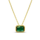 Sideways Baguette Birthstone Necklace