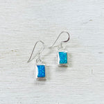 Sterling Silver Blue Created Opal Earrings