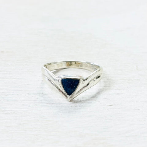 Sterling Silver Blue Stone Point Ring
