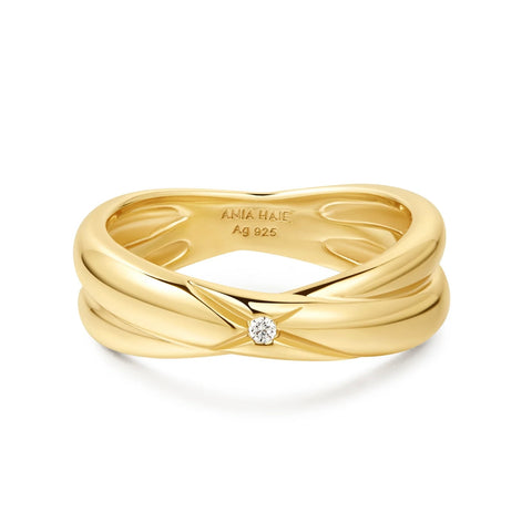 Gold Cross Double Ring- Size 7