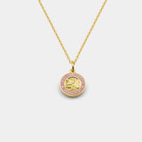 Small St. Christopher Surf Necklace, Gold/Pink