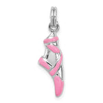 Sterling Silver Pink Enamel Ballet Slipper Necklace