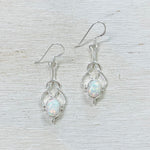 Sterling Silver Victorian Style Created Opal Dangle Earrings