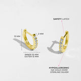 Sterling Silver Gold Plated CZ Hoop Earrings