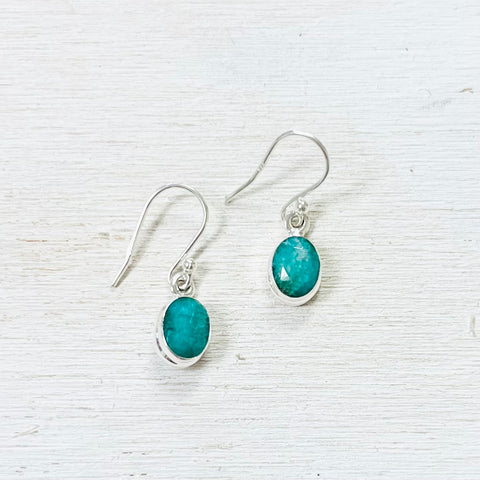 Sterling Silver Emerald Dangle Earrings