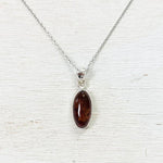 Sterling Silver Long Oval Amber Necklace