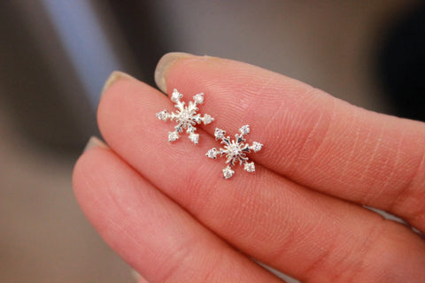 Sterling Silver Snowflake Stud Earrings