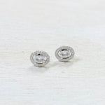 Sterling Silver CZ Oval Halo Studs