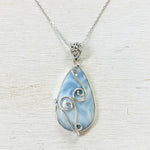 Sterling Silver Blue Stone Swirl Pendant Necklace