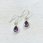 Sterling Silver Pear Shape Amethyst Earrings