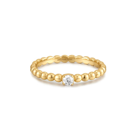 Gold CZ Round Dome Ring- Size 7