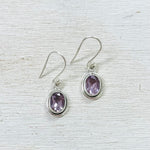 Sterling Silver Oval Amethyst Earrings