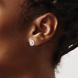 Sterling Silver Oval October Studs w/ CZ’s