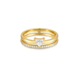 Gold Double Triangle Stacker Ring- Size 7