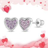Sterling Silver In Season Pink Heart Earrings