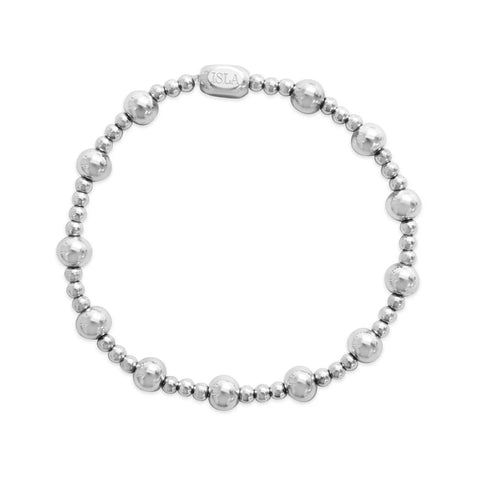 Isla Silver Ball Stretch Bracelet- 3&6mm