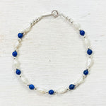 Sterling Silver Blue Lapis and Freshwater Pearl Bracelet