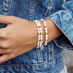 Silver Pearl and CZ Bezel Bracelet