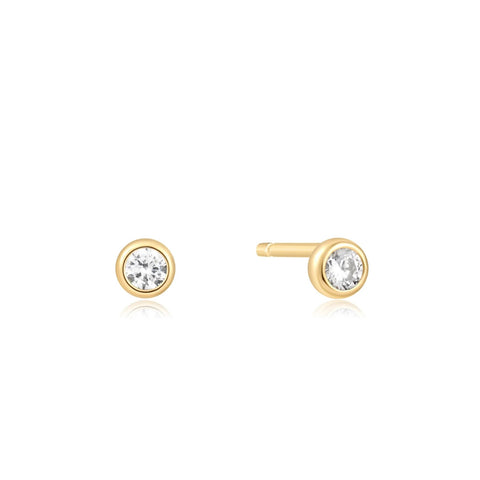 Gold Solitaire CZ Studs