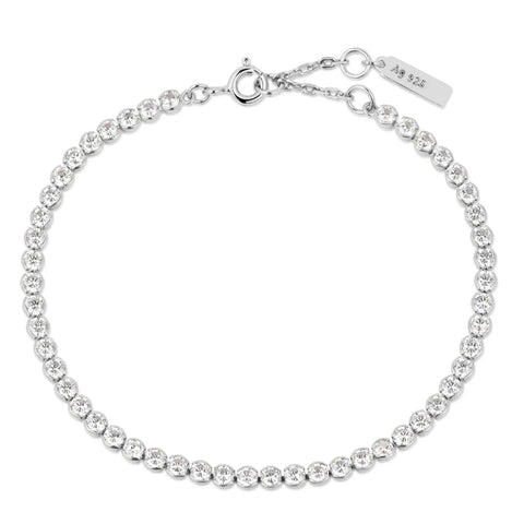 Silver Row Bezel Set Bracelet