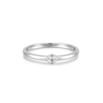 Silver Half Round CZ Ring- Size 7