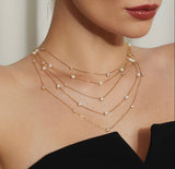 Gold Shell Pearl Drop Pendant Necklace