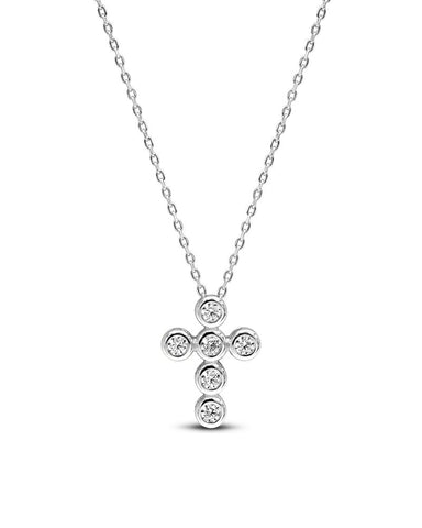 Sterling Silver Faith Bezel Cross Necklace