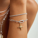 Silver Row Bezel Set Bracelet