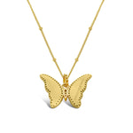 Sterling Silver Gold Plated Mother of Pearl Butterfly Necklace