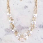 Fashion Gold Tone Double Layered Glass Bead Necklace