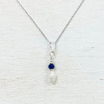 Sterling Silver Freshwater Pearl with Blue Crystal Necklace