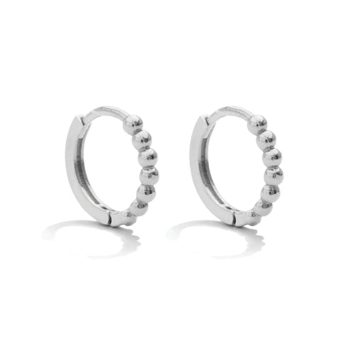 Plated Silver Tone Ball Huggie Earrings