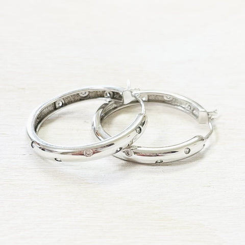 Sterling Silver Estate CZ Hoops