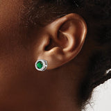 Sterling Silver May Green Glass and CZ Halo Earrings