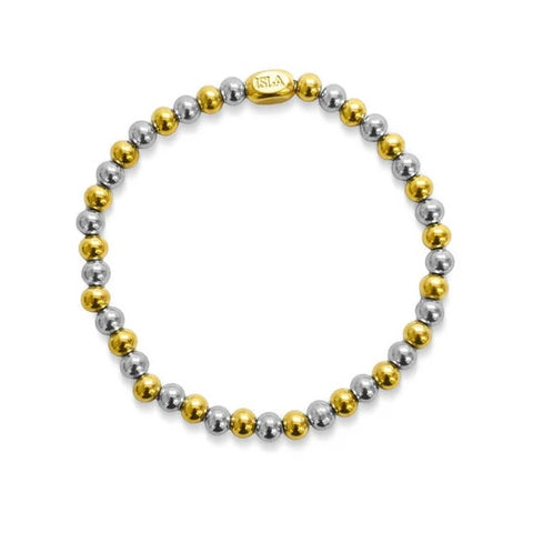 Isla Two Tone Ball Stretch Bracelet- 5mm