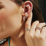 Silver Textured Small Huggie Hoops