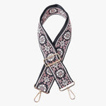 Black and Pink Floral Guitar Strap