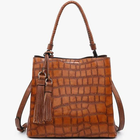 Olivia Croc Brown Hobo Bag