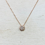 Sterling Silver Rose Gold CZ Burst Necklace