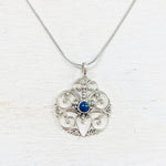Sterling Silver Estate Blue Stone Necklace