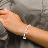 Sterling Silver Freshwater Cultured Pearl w/ Heart Children’s Stretch Bracelet