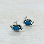 Sterling Silver Blue Created Opal Post Earrings