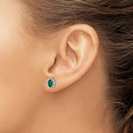 Sterling Silver Created Emerald Halo Stud