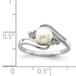 Sterling Silver Freshwater Pearl and Diamond Ring