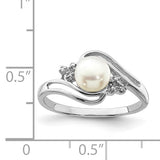 Sterling Silver Freshwater Pearl and Diamond Ring